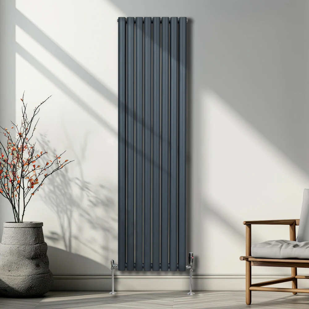 Monster Shop 6421BTU Anthracite Grey Oval Column Radiator 1800 x 480mm Image 2