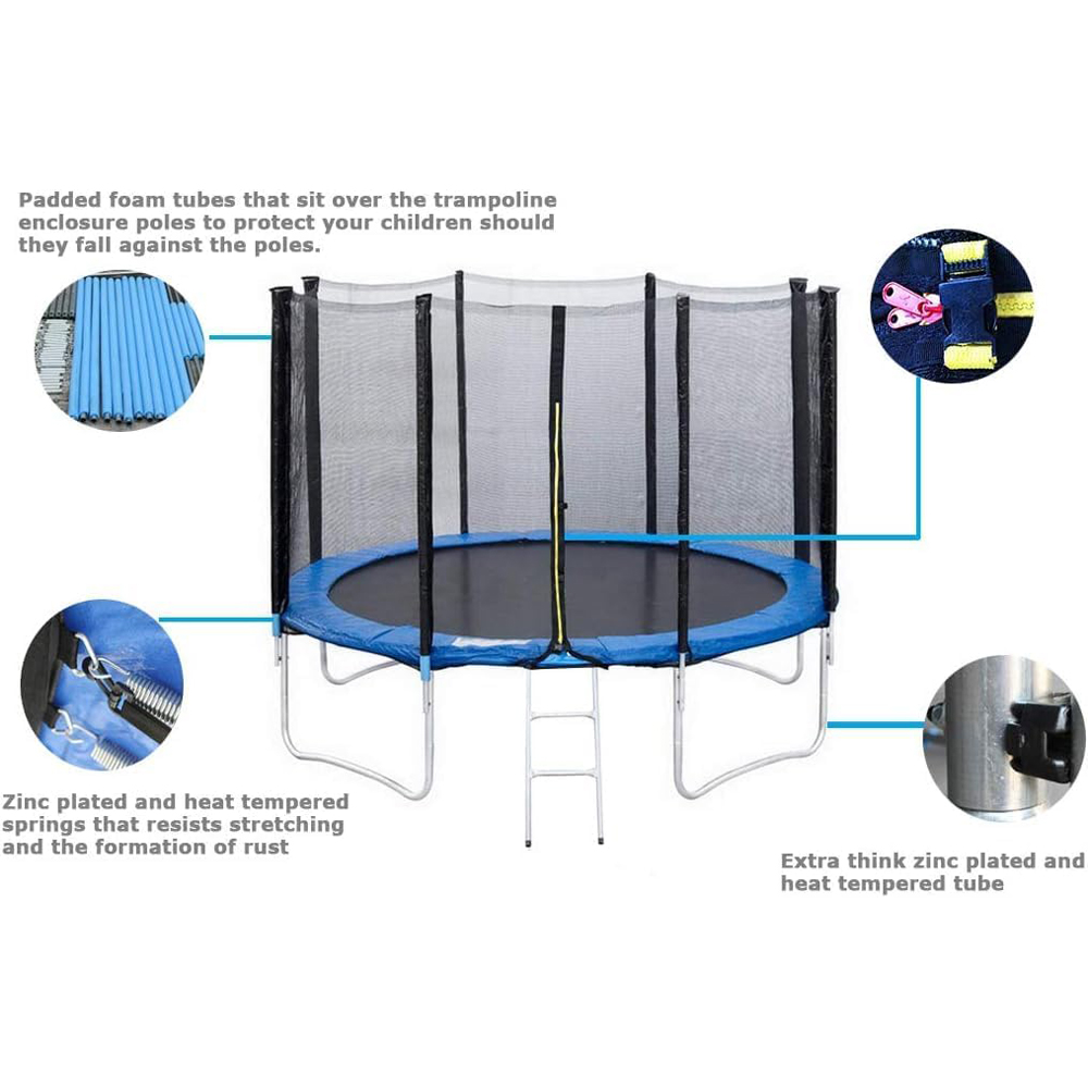 Kids 12ft Black Trampoline with Safety Enclosure Net Image 3