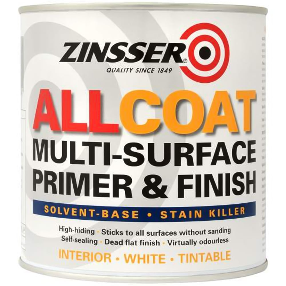 Zinsser Allcoat White Multi Surface Primer Solvent 1L Image