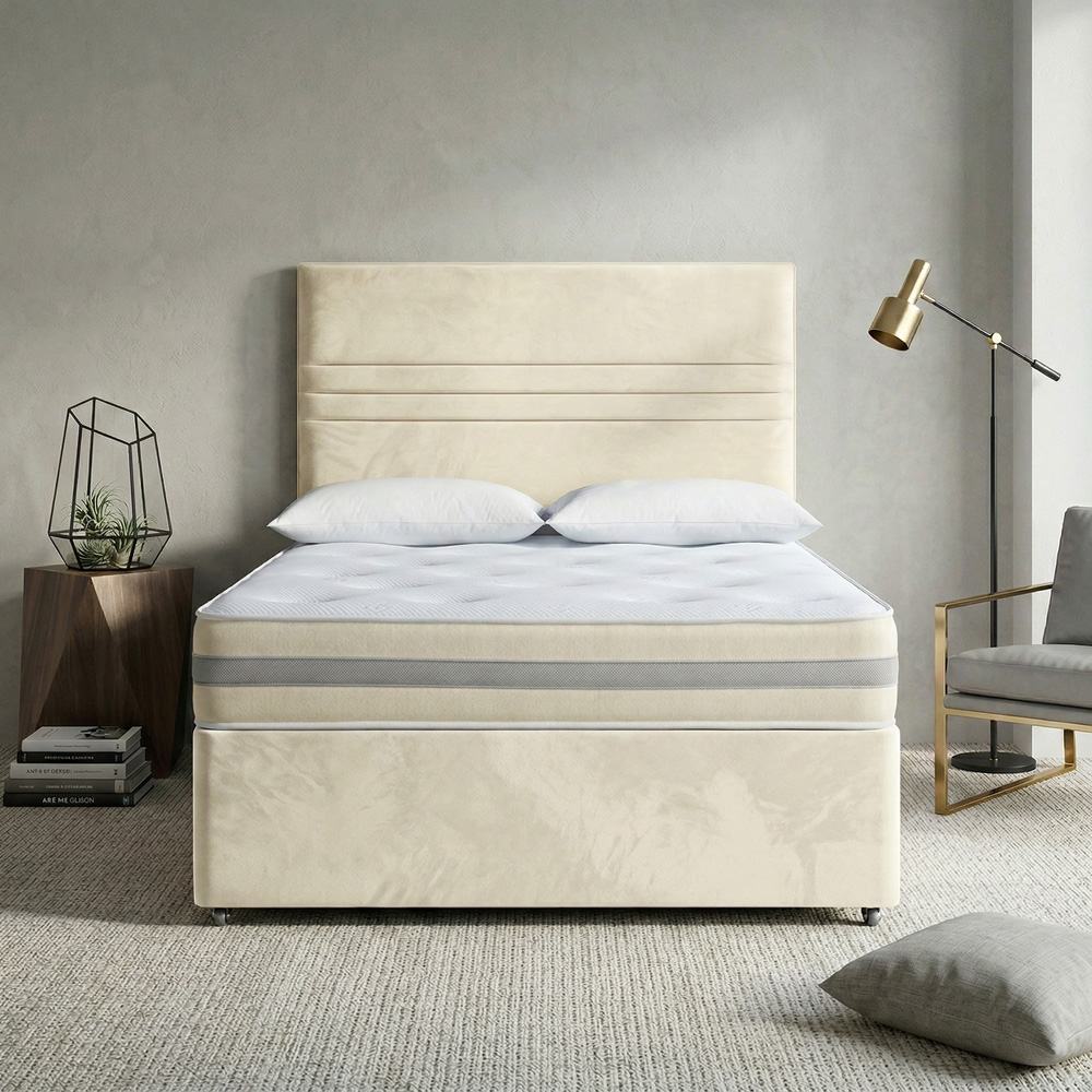 DS Living Harrington Double Cream Plush Divan Bed Image 4