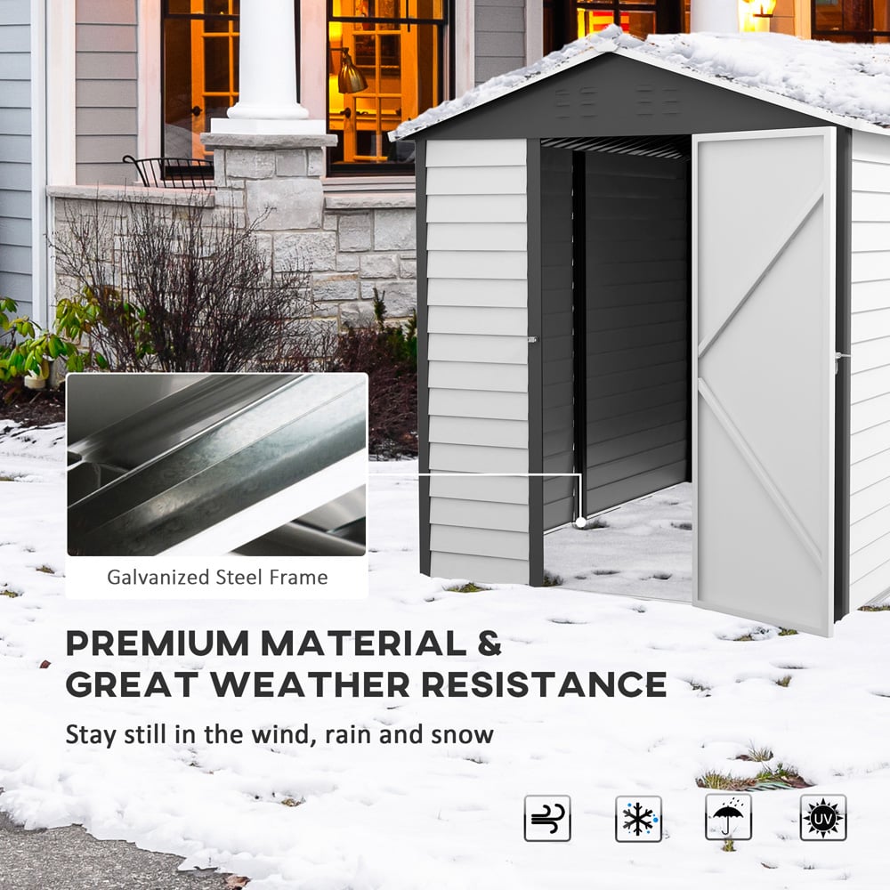 Outsunny 9 x 6ft Dark Grey Storage Metal Shed Image 7