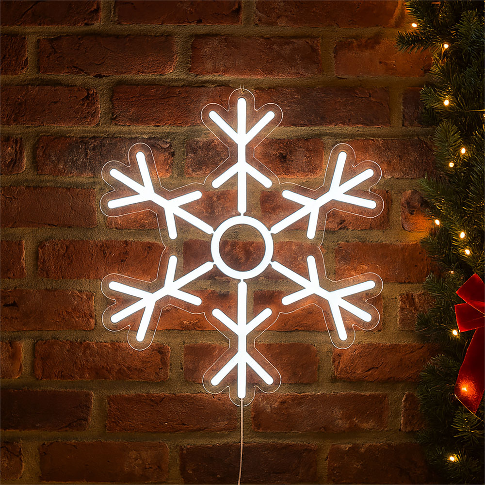 Xmas Haus Neon LED Snowflake 36 x 32cm Image 3