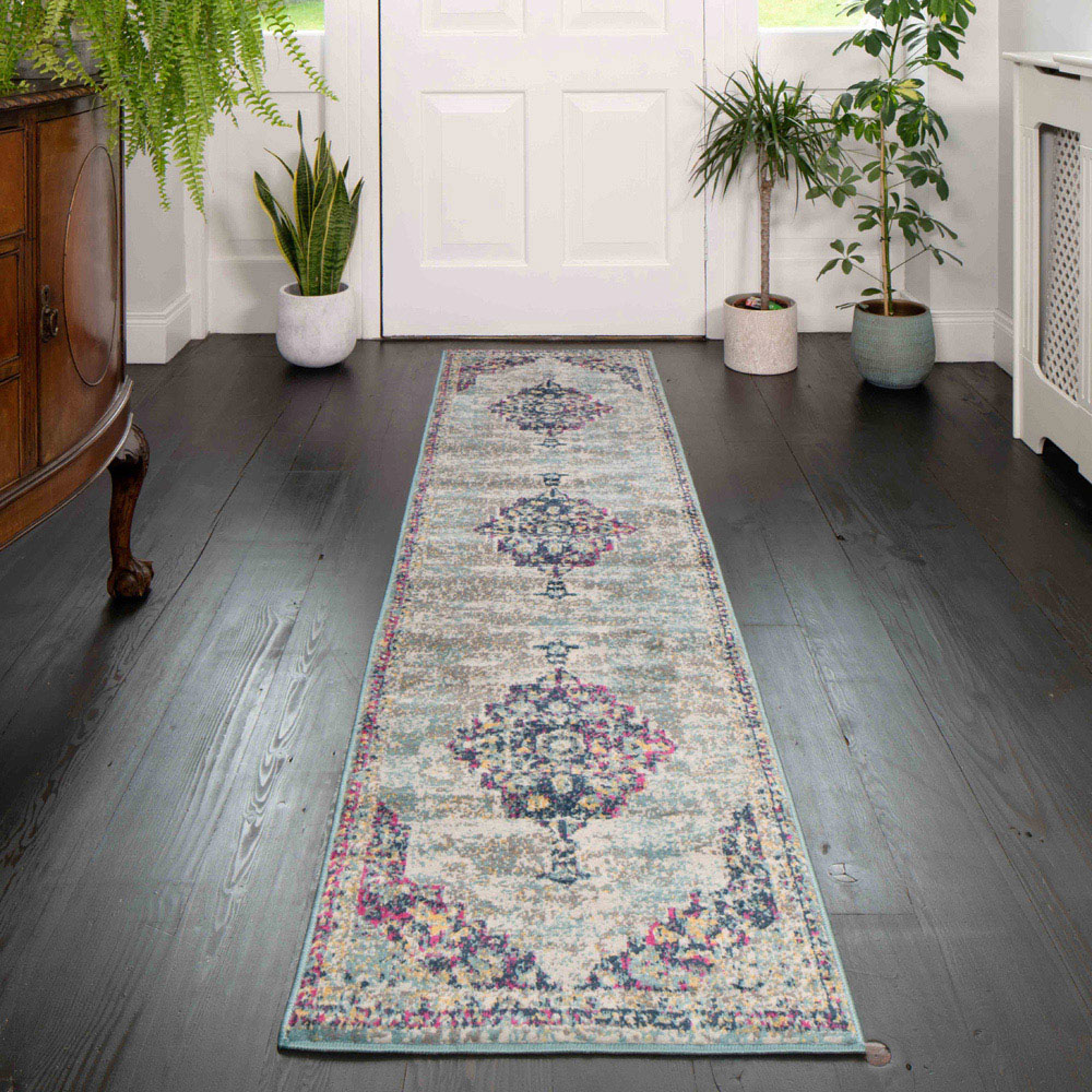 Kukoon Multicolour Traditional Medallion Rug 240 x 60cm | Homebase