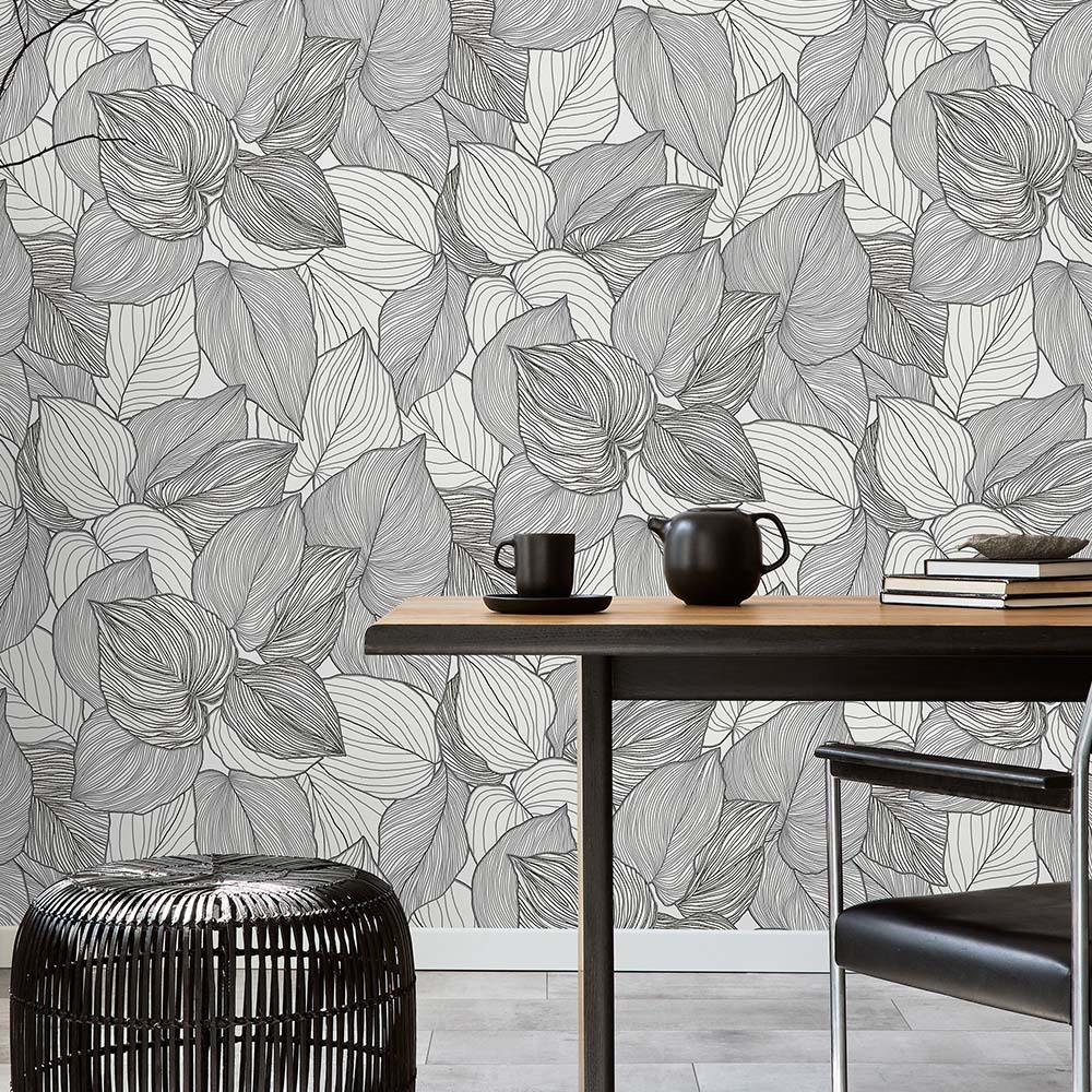 Erismann Banana Leaf Black and White Wallpaper Image 4