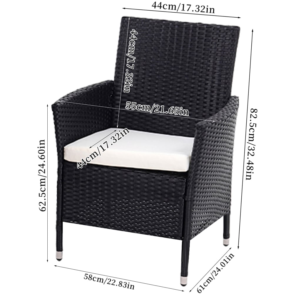 Living and Home Set of 4 Rattan Chair with Cushioned Seat Image 9