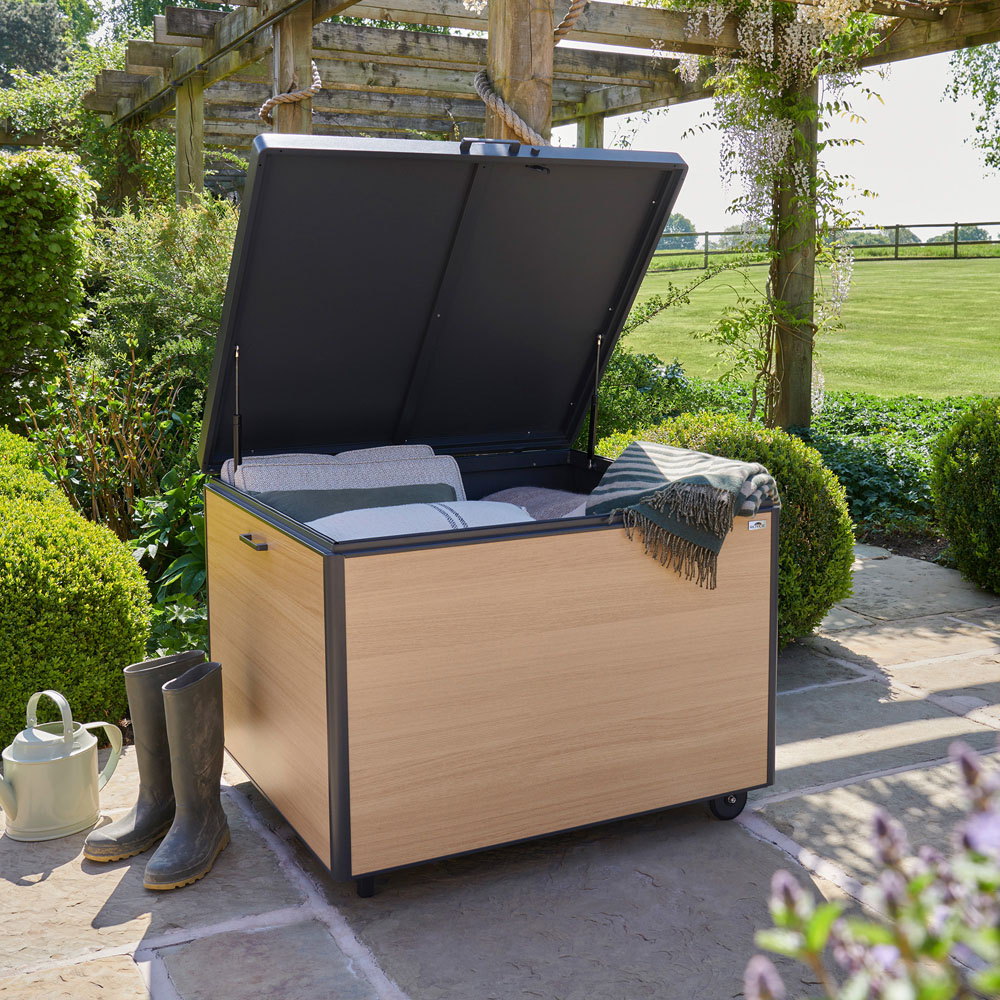 Royce Medium Wood Look Outdoor Storage Box 779L Image 2