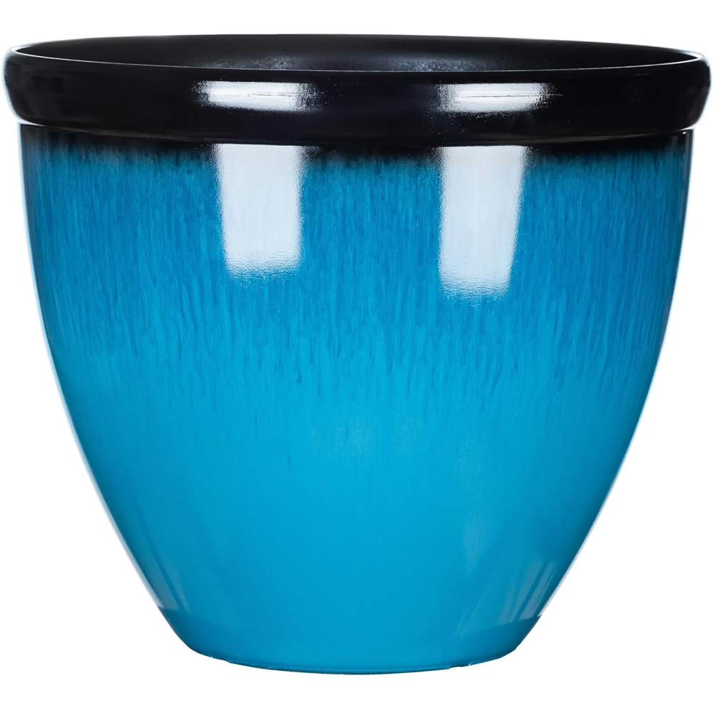 Garden Gear Bell Sky Blue Glazed Planter 39.5cm Image 1