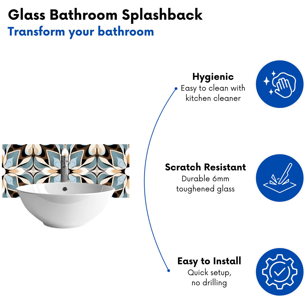 Warren Reed Designer Beige and Brown Abstract Pattern Glass Bathroom Splashback 25 x 60cm Image 4