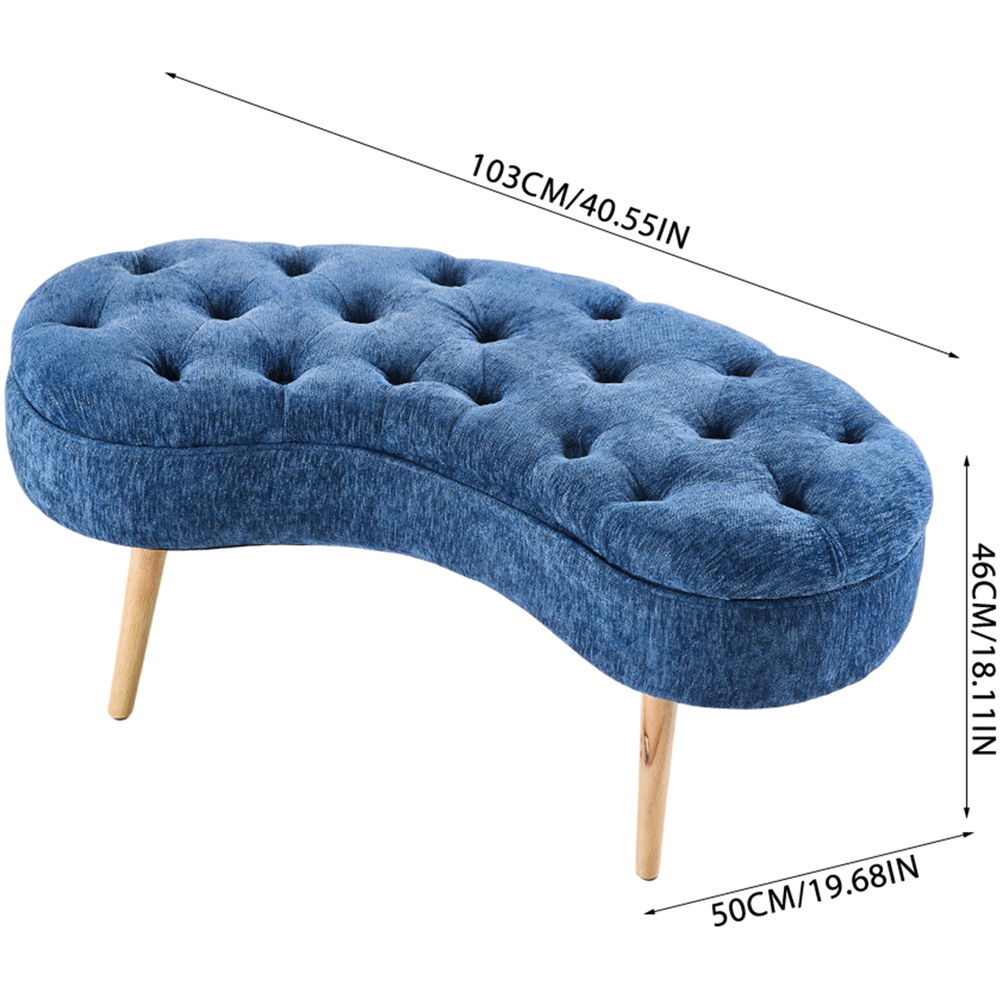 Living and Home Blue Fabric Button Tufted Storage Bench with Removable Lid Image 9