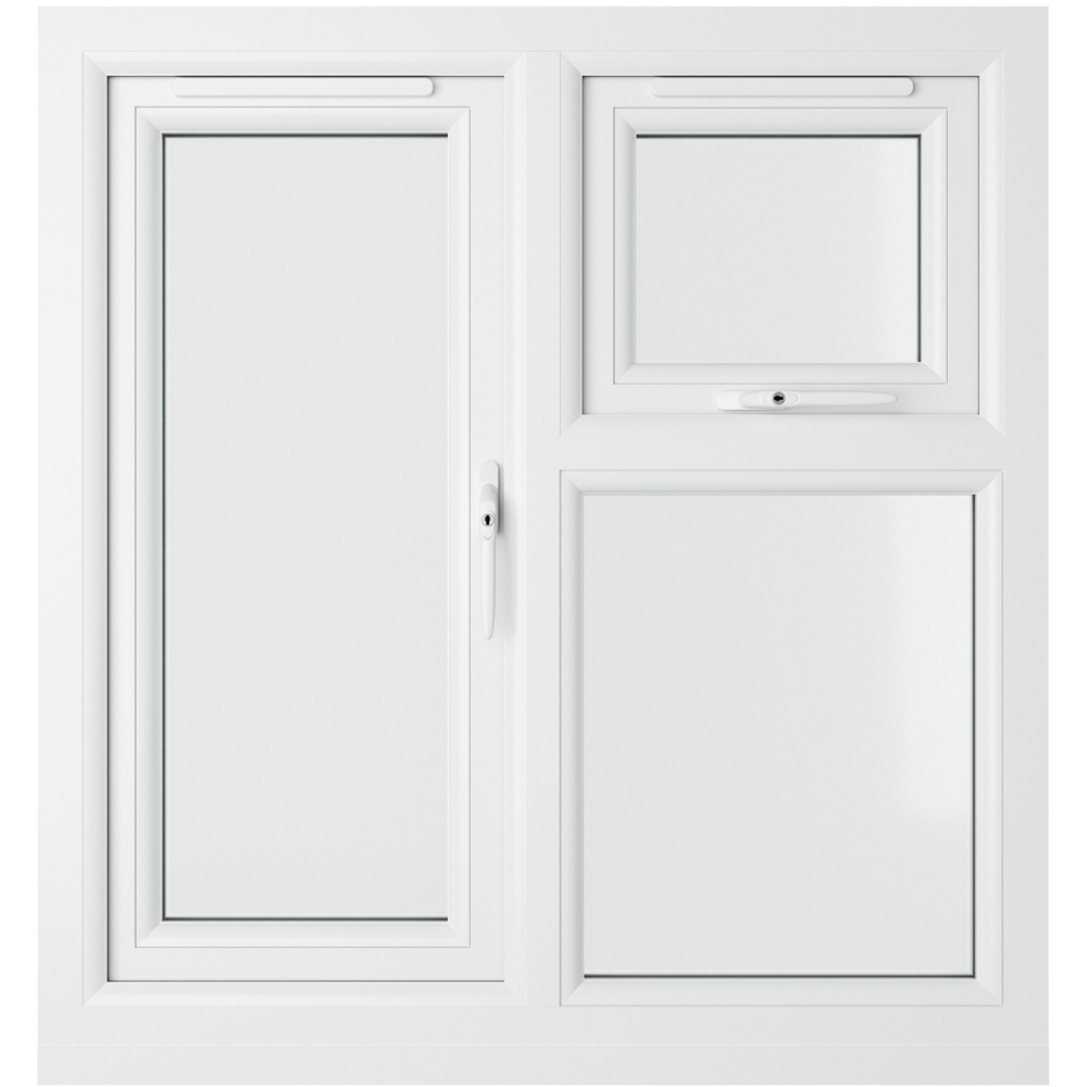 Crystal uPVC Double Glazed Window RH Side Hung and Top Opener White Clear Glass 905x965mm Image 2
