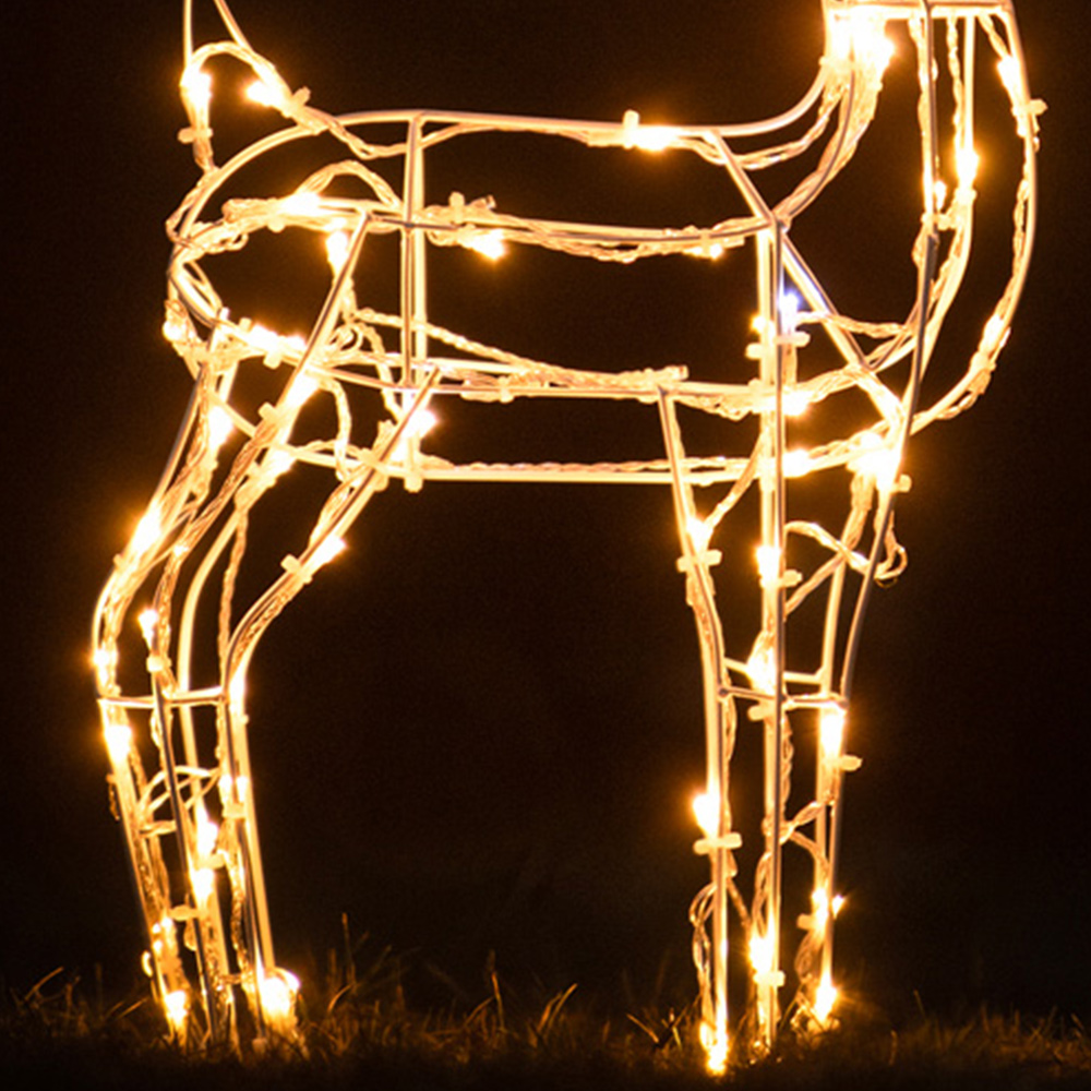 The Christmas Centre 90 LED White Wire Light-Up Small Stag Reindeer 60cm Image 3