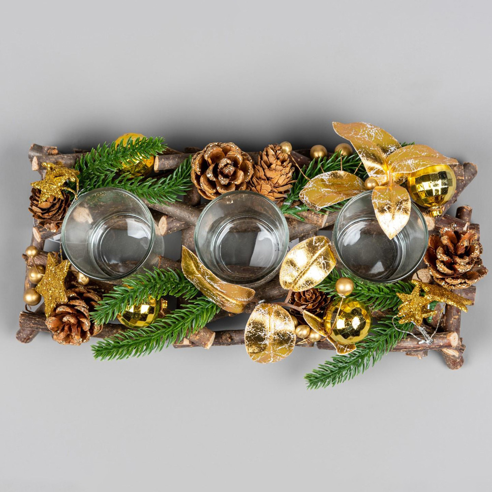 Shatchi Gold Twig Triple Candle Holder 28cm Image 3