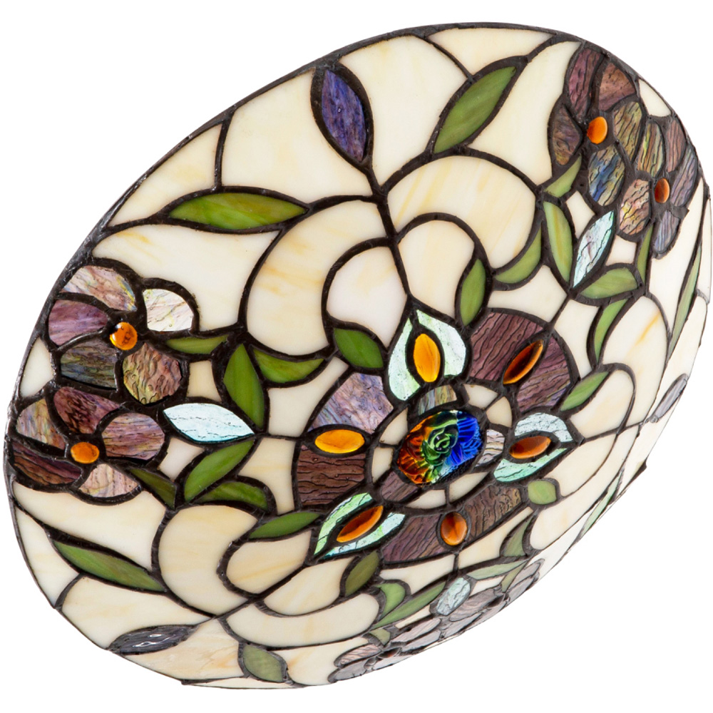 Happy Homewares Tiffany Stained Glass Pendant Shade with Forest Green Leaves Image 4