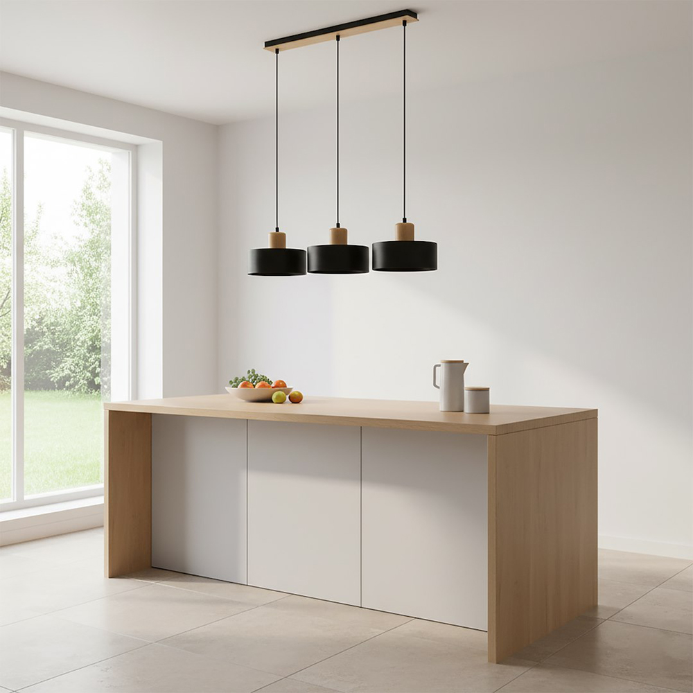 Emibig Torin 3 Light Black Pendant Lamp Image 2