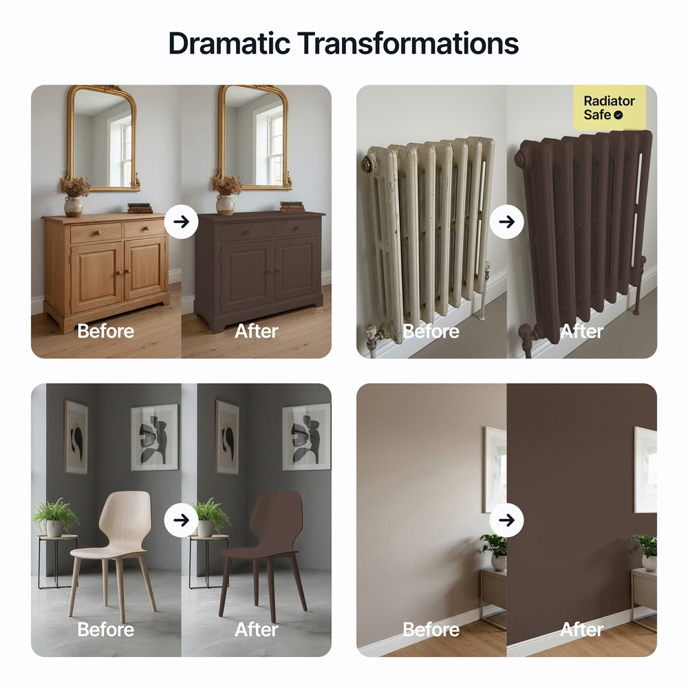 Hemway Dark Chocolate Brown Furniture and Walls Matt Chalk Paint 1L Image 5
