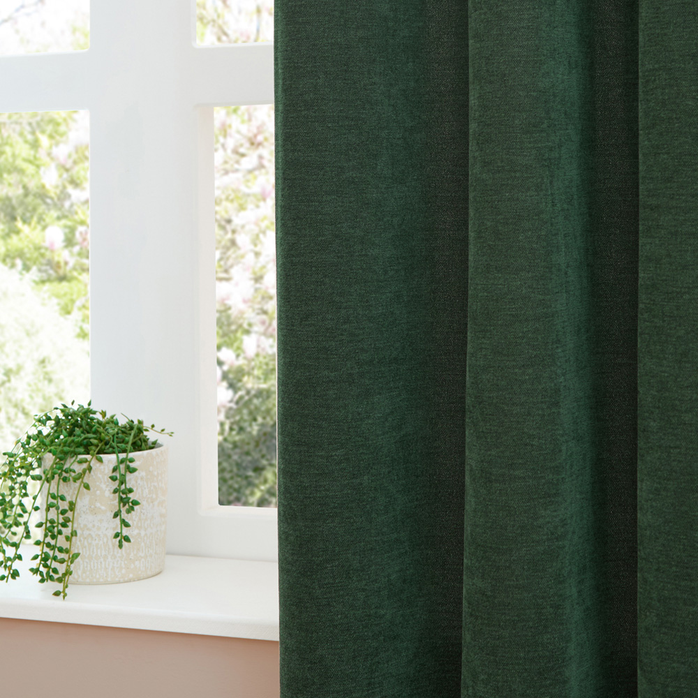 Furn Bottle Soft Chenille Blackout Eyelet Curtains 117 x 183cm Image 3