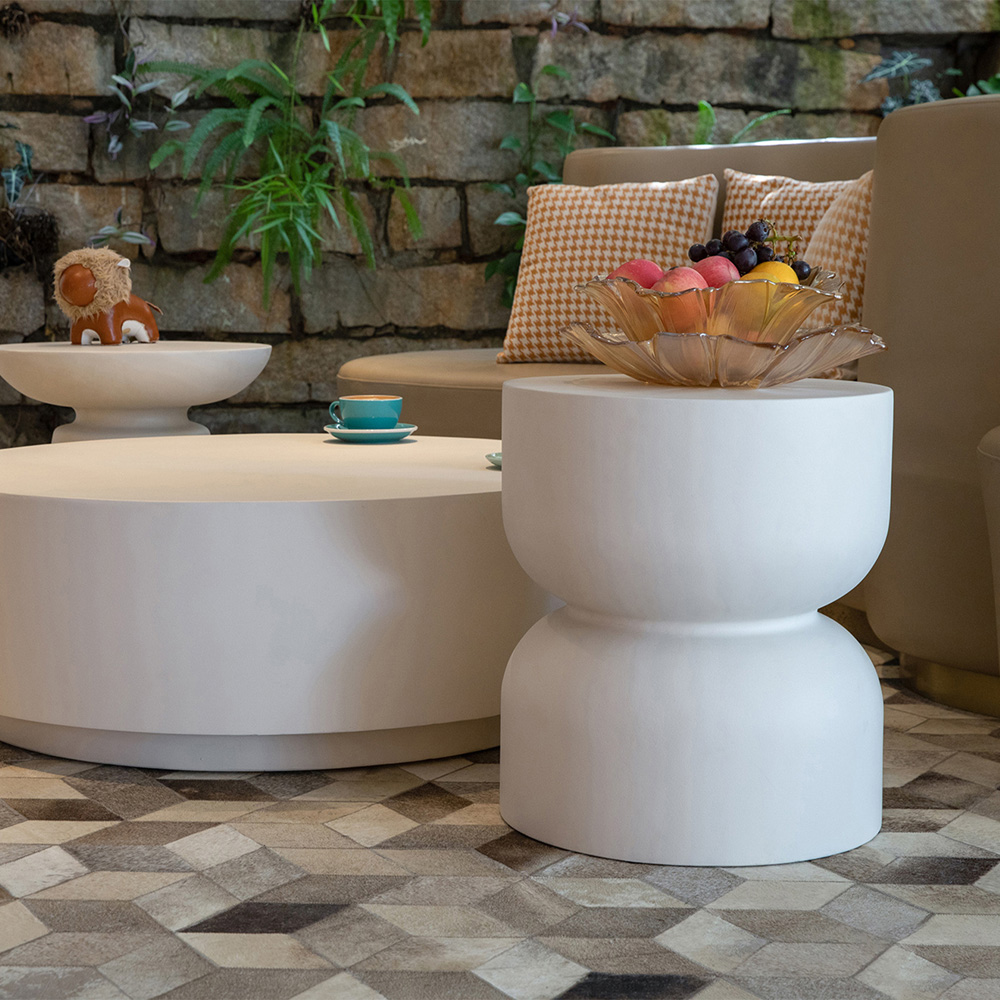 Elementi Chronos Cream White GRC Side Table Image 5