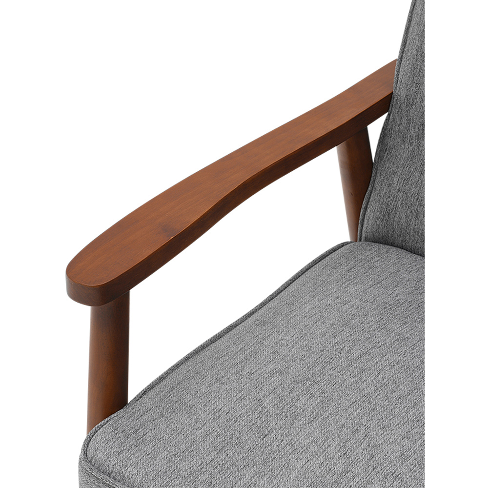 Living and Home Grey Linen Cushion Modern Wood Frame Upholstered Lounge Chair Image 6