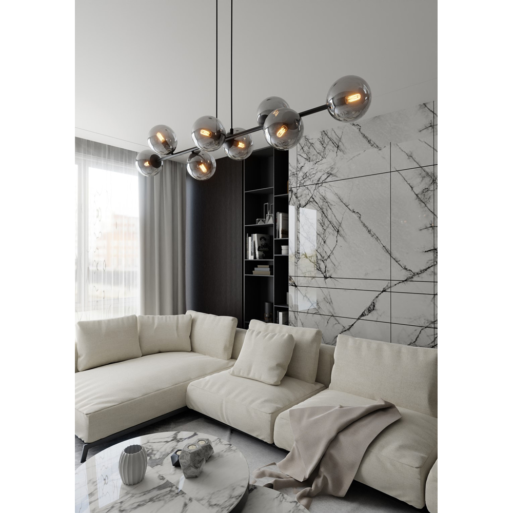 Emibig Rossi 8 Light Graphite Shade Black E14 Ceiling Pendant Light Image 8