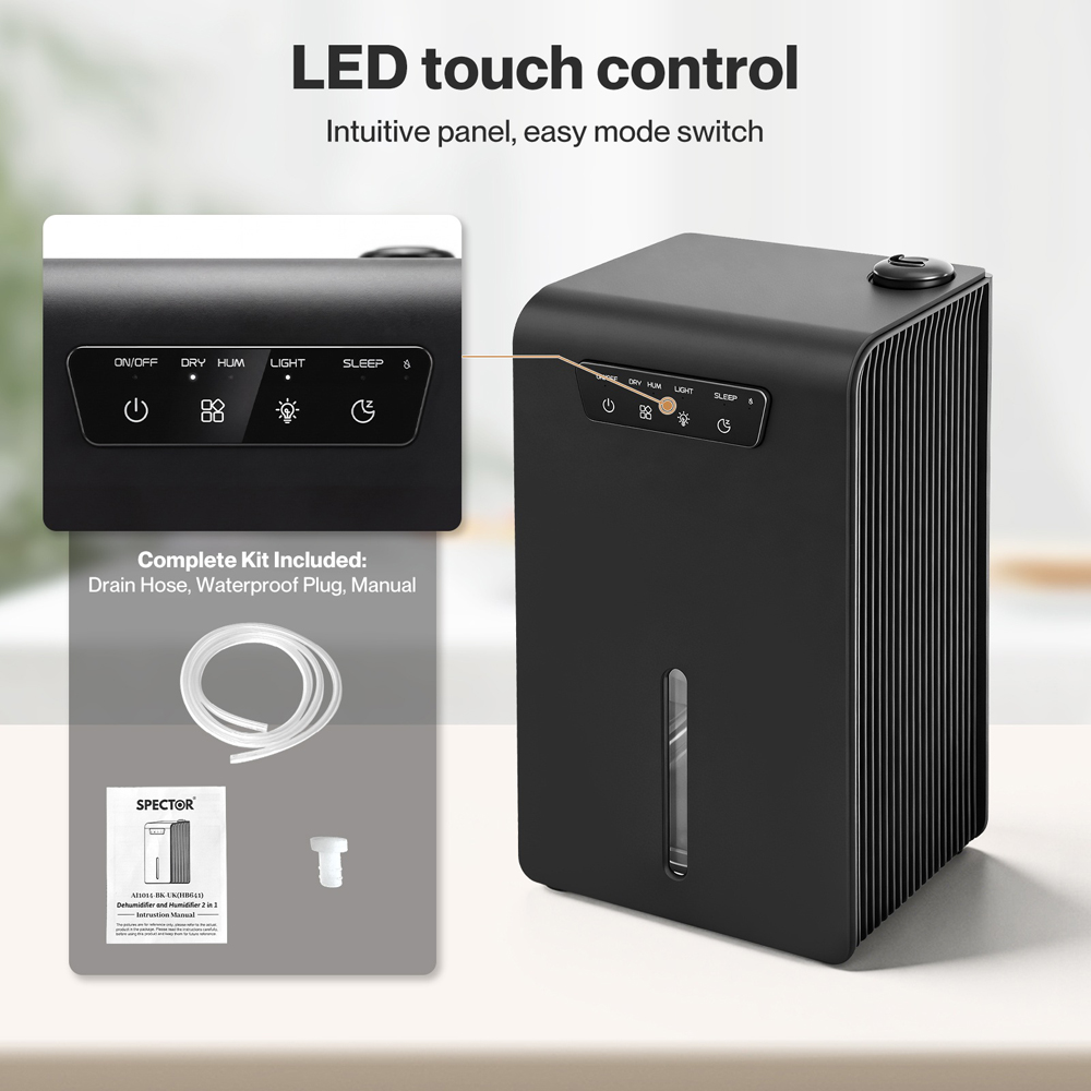 Spector 2-in-1 Black Portable Electric Dehumidifier 3.2L Image 7