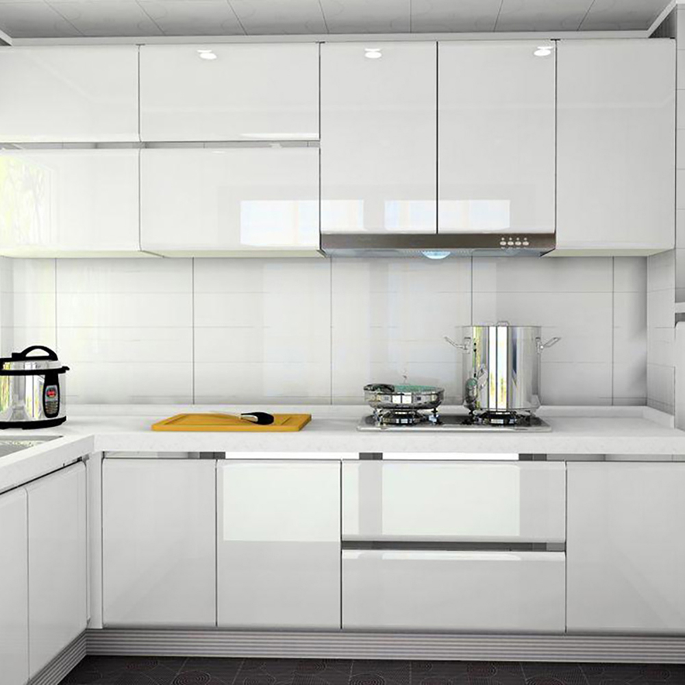 Living and Home Plain White Glossy Self Adhesive Wallpaper Image 3