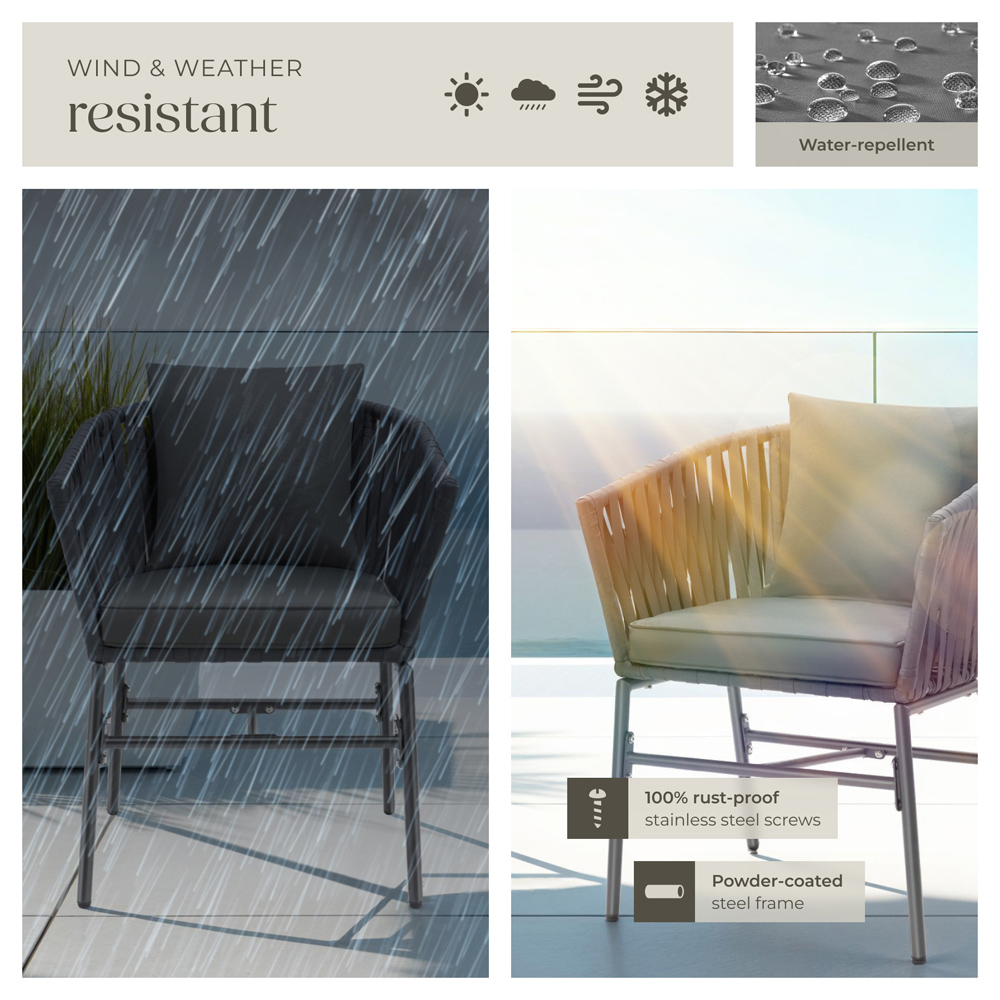 tectake Valeiras Set of 6 Woven Rope Design Accent Chair Image 8