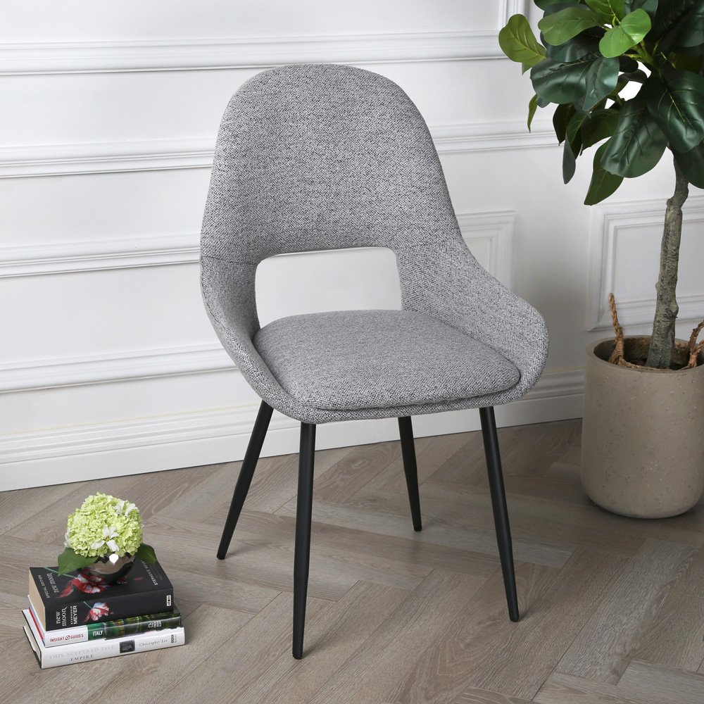 Pebble Set of 2 Light Grey Boucle Dining Chair Image 7