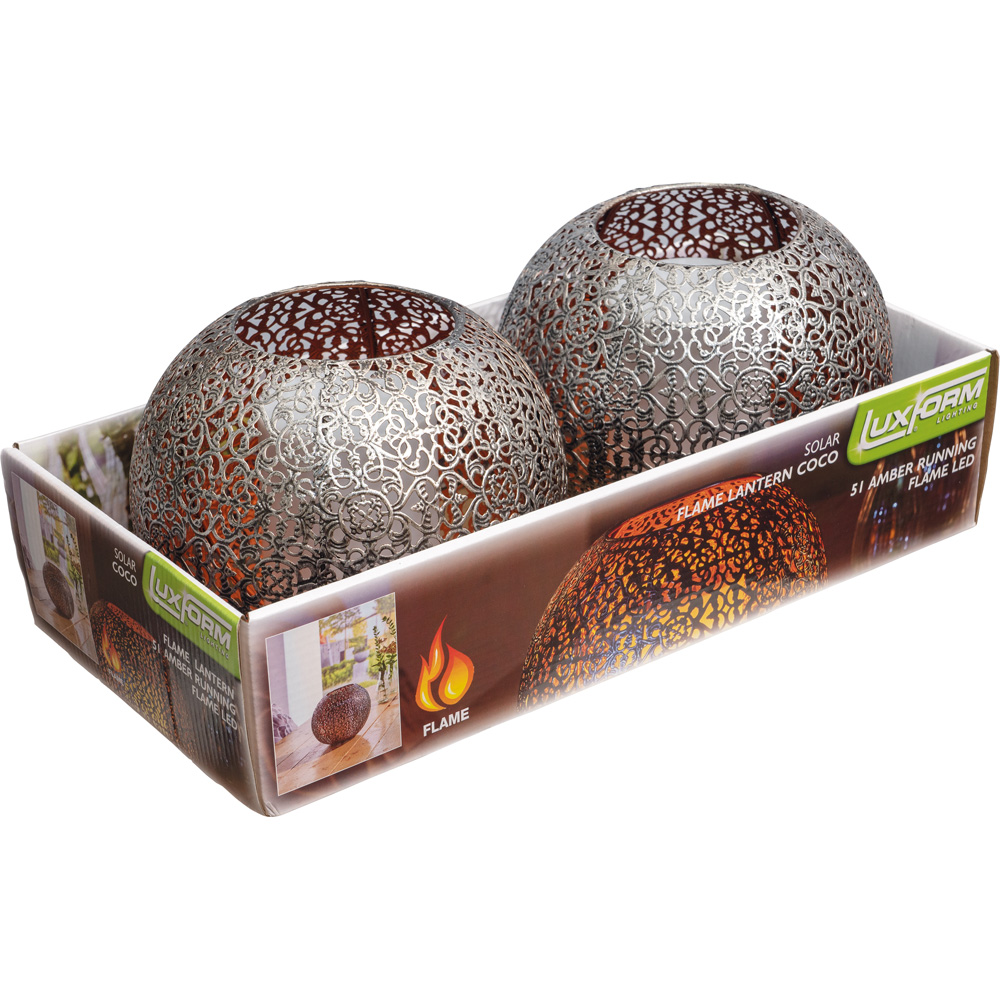 Luxform Solar Powered Metal Coco Flame Table Light 2 Pack Image 3