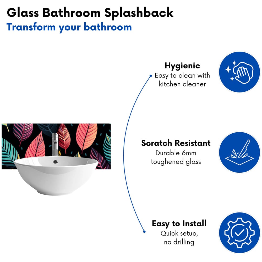 Warren Reed Designer Colourful Leaves Pattern Glass Bathroom Splashback 25 x 60cm Image 4