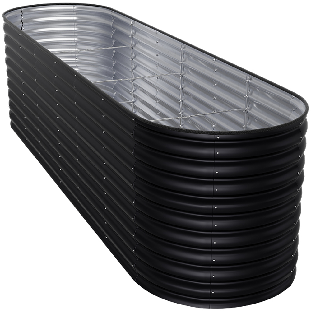 Living and Home Black Oval Galvanised Steel Raised Garden Bed 320 x 80cm Image 4