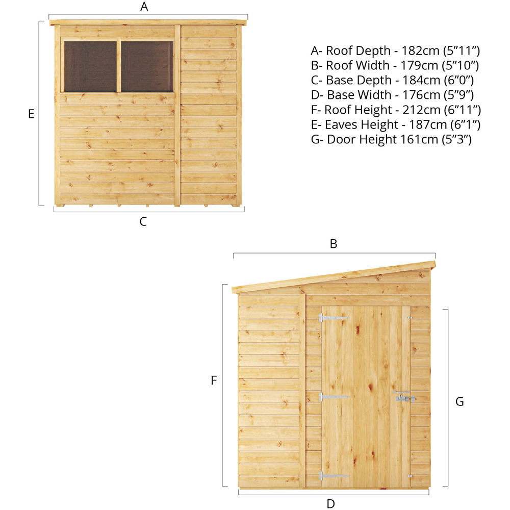 Mercia Woodsman 6 x 6ft Shiplap Pent Shed Image 9