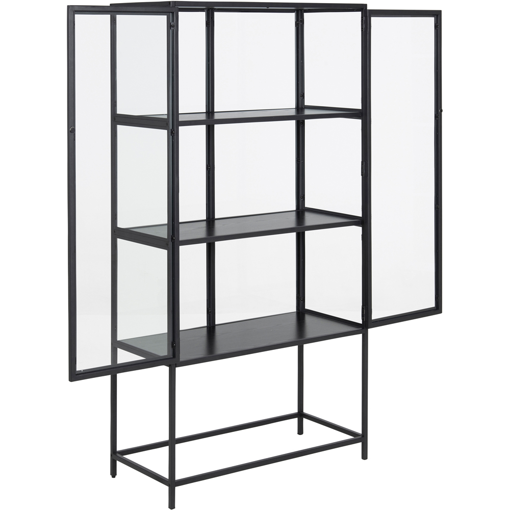 Florence Seaford 2 Door Black Glass Display Cabinet Image 5