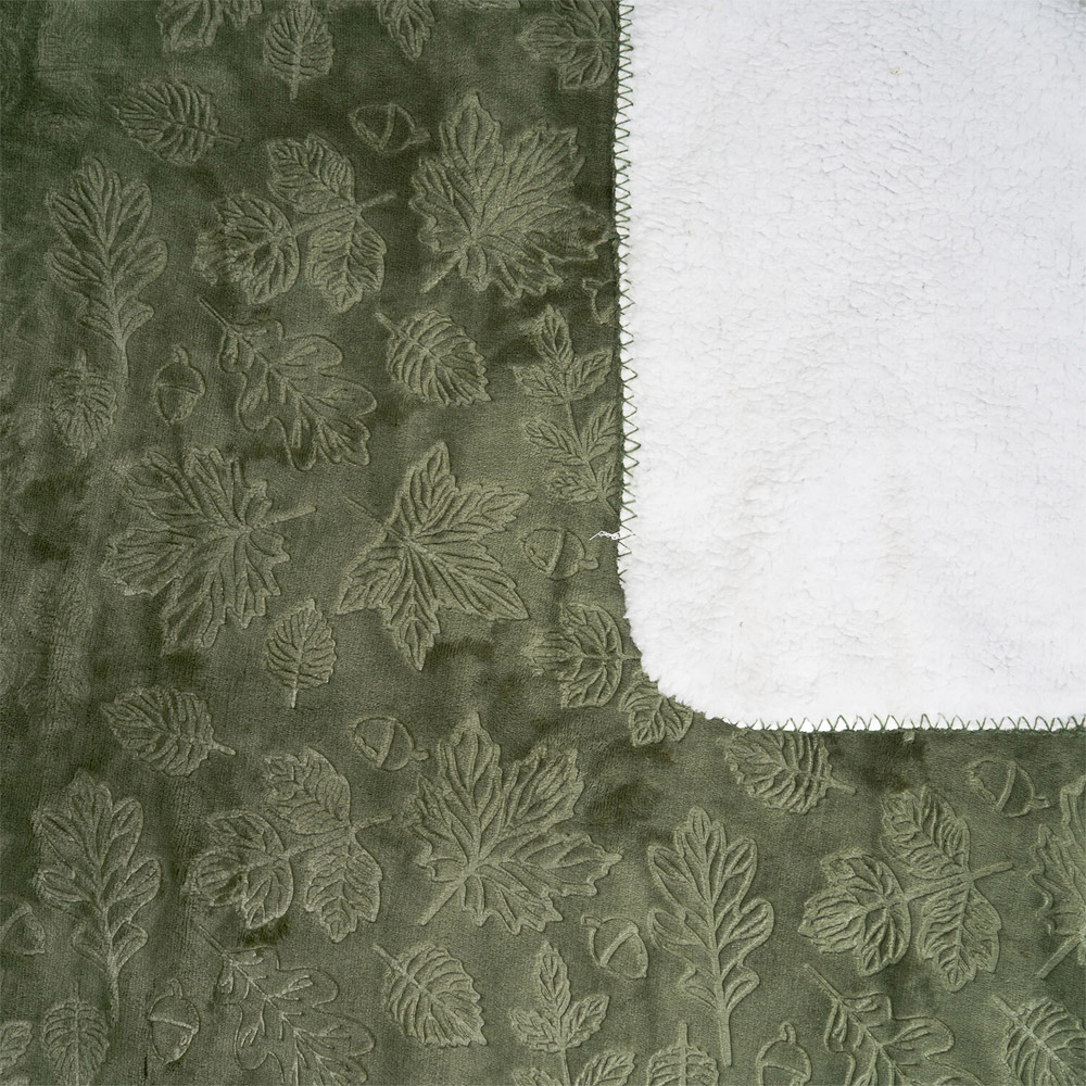 Embossed Autumn Leaf Throw Olive Image 5