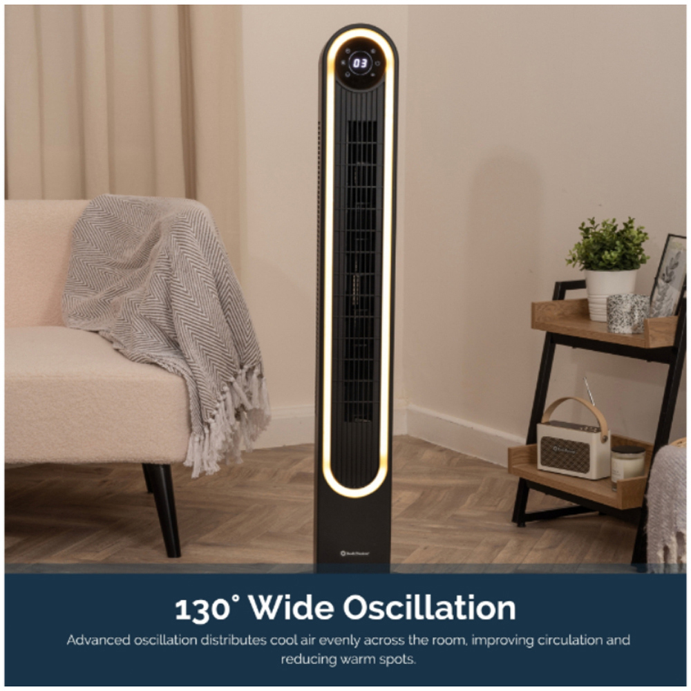 Rediffusion Halo Black Quiet Cooling Digital Tower Fan with Warm White Halo Light 42 inch Image 6