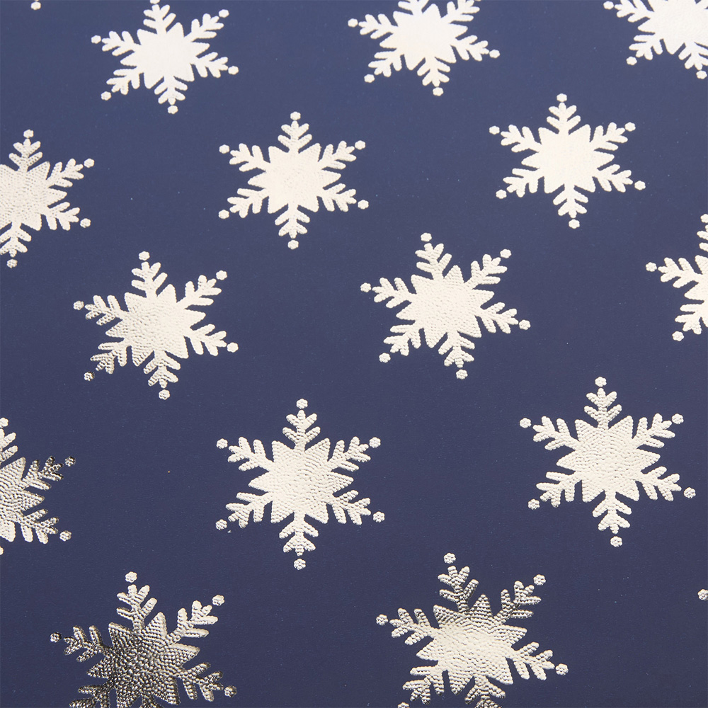 Embossed Snowflake Gift Wrapping Paper Navy Image 5