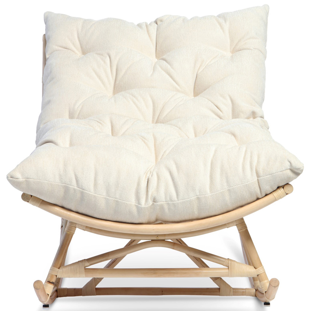 Desser Papasan Country Beige and Natural Rattan Rocker Chair Image 4