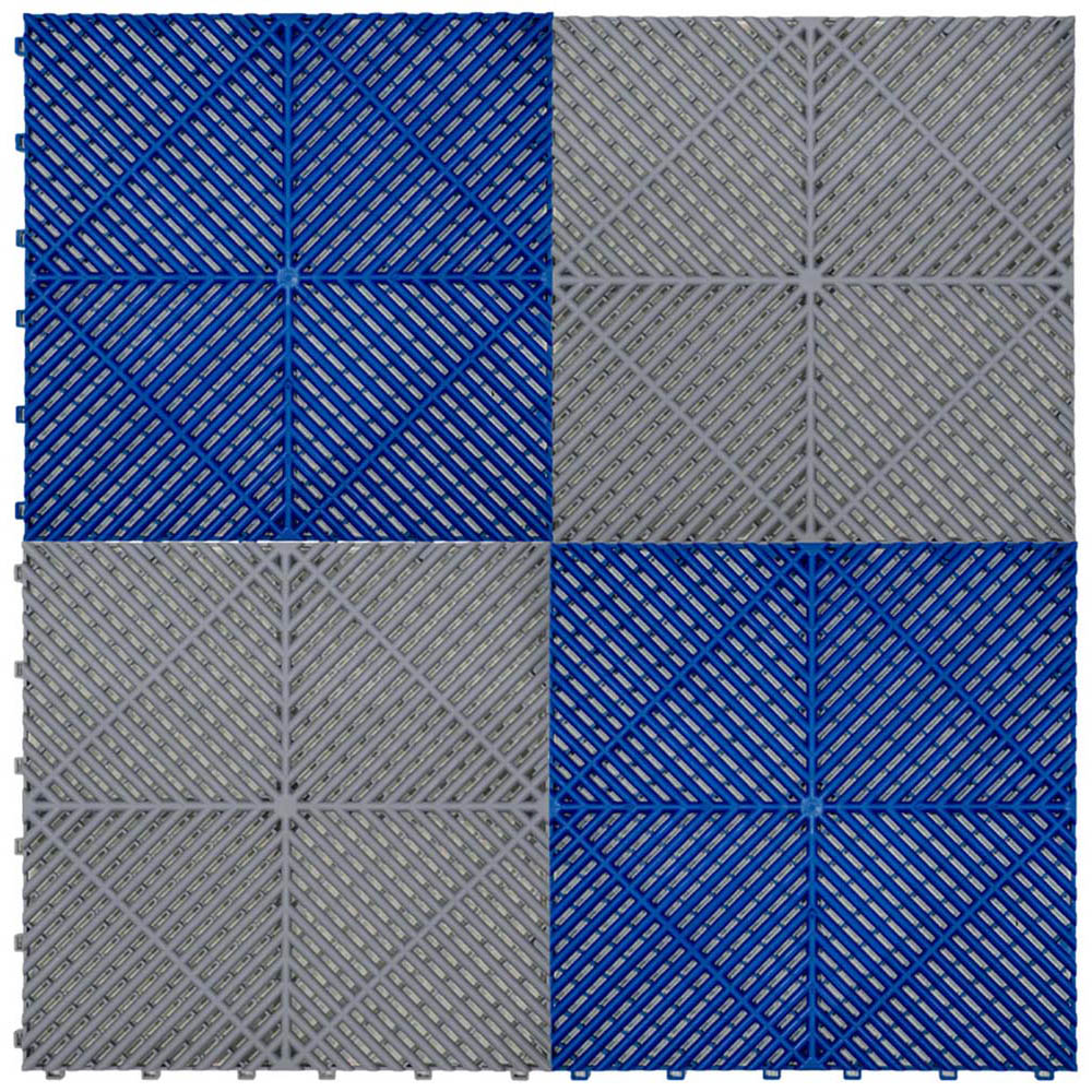 Monstershop 120 Grey and 120 Blue Vented Garage Floor Tiles with Edges Image 1