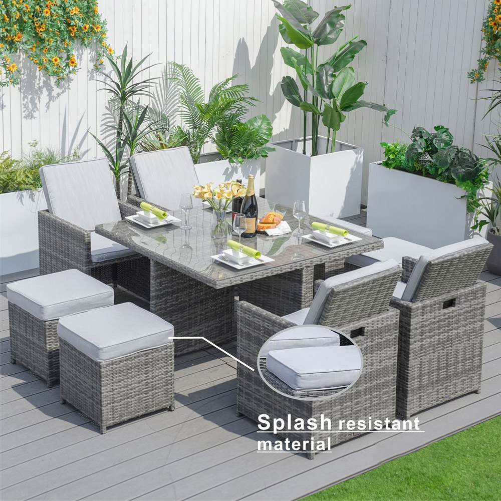 Direct wicker Grey 8 Seater Rattan Garden Dining Set Image 5
