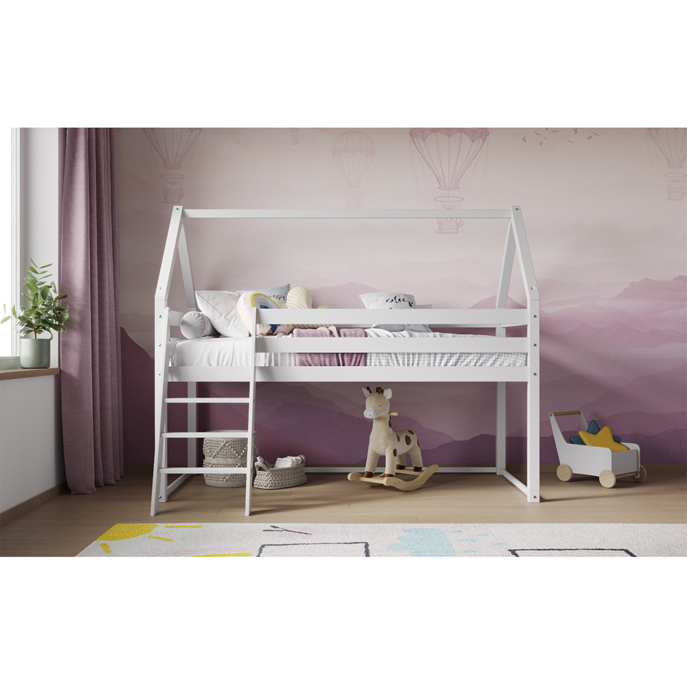 Flair Ellie White Wooden House Mid Sleeper Image 3