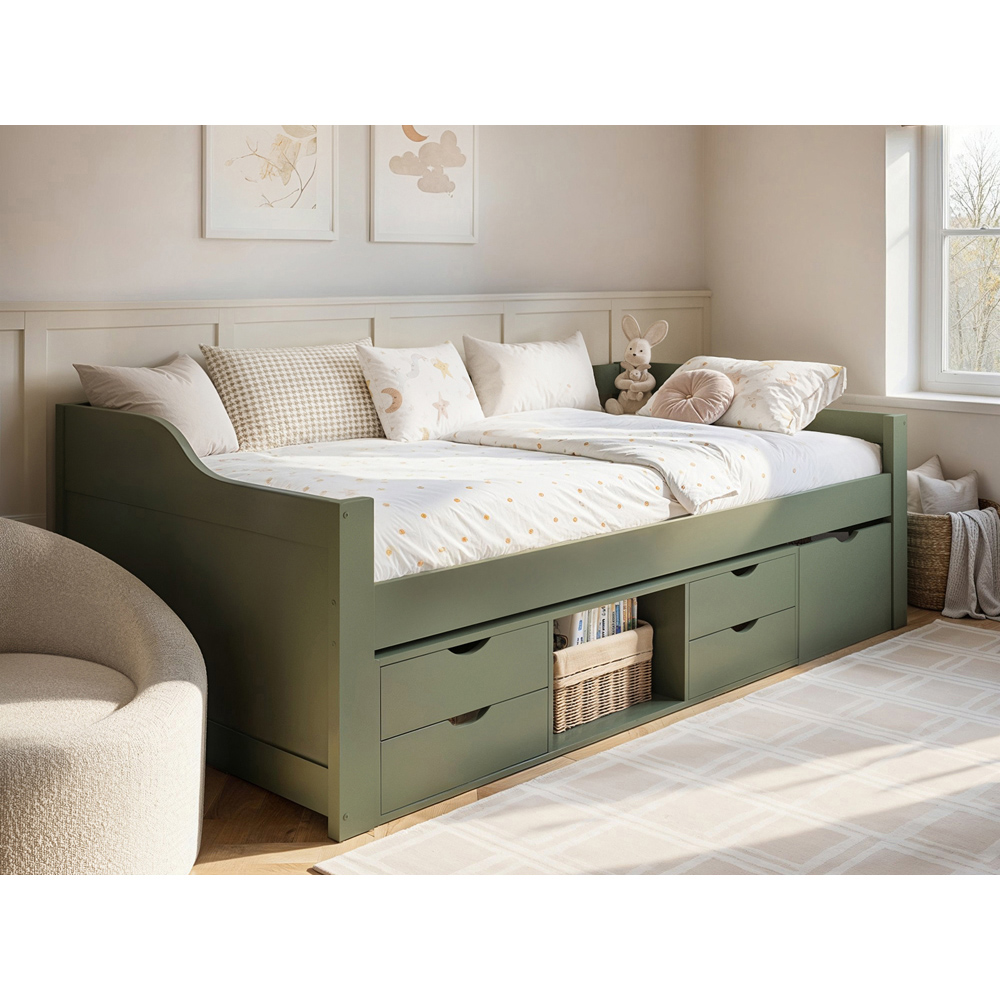 Flair Blair Single Green Storage Low Sleeper Bed Image 4