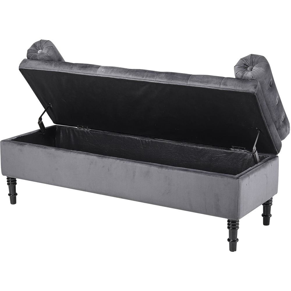 Living and Home Grey Upholstered Flip Top Storage Bench with Side Arms Image 3