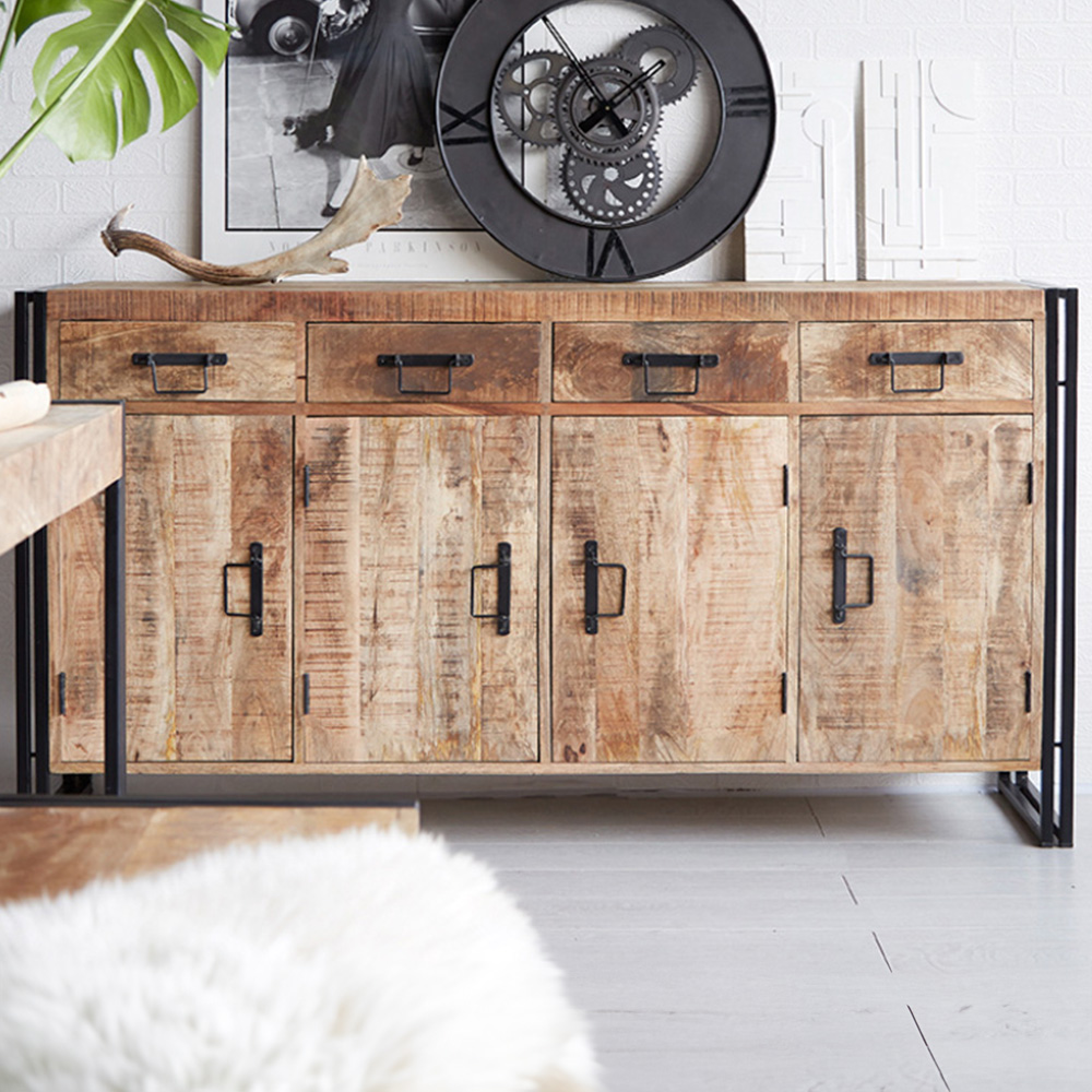 Brooklyn Carnaby 4 Door 4 Drawer Industrial Extra Large Sideboard Image 1