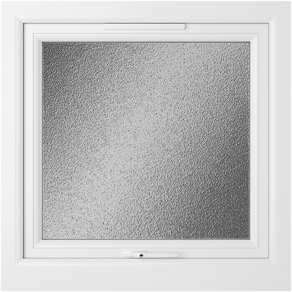Crystal uPVC Triple Glazed Window Top Hung Opener White Obscure Glass 610x610mm Image 2