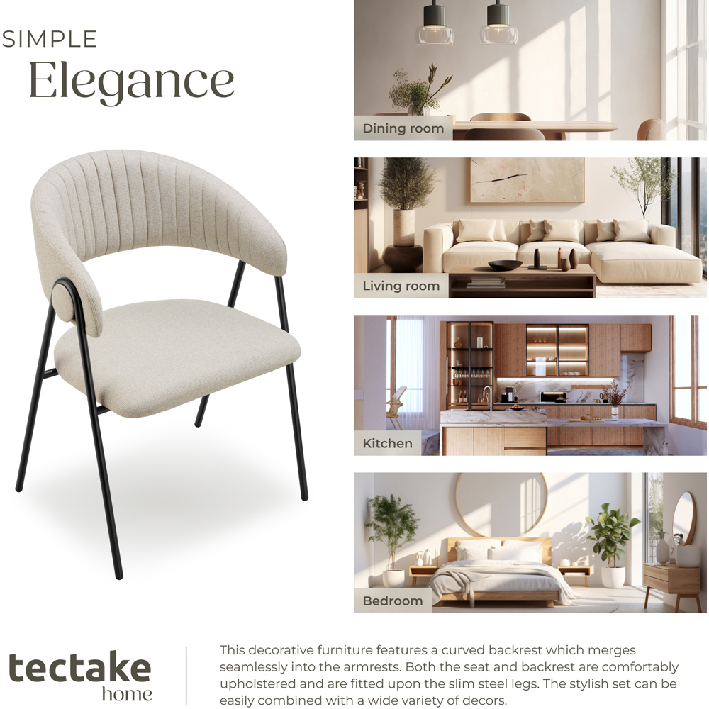 tectake Bedano Set of 4 Greige Dining Chair Image 7