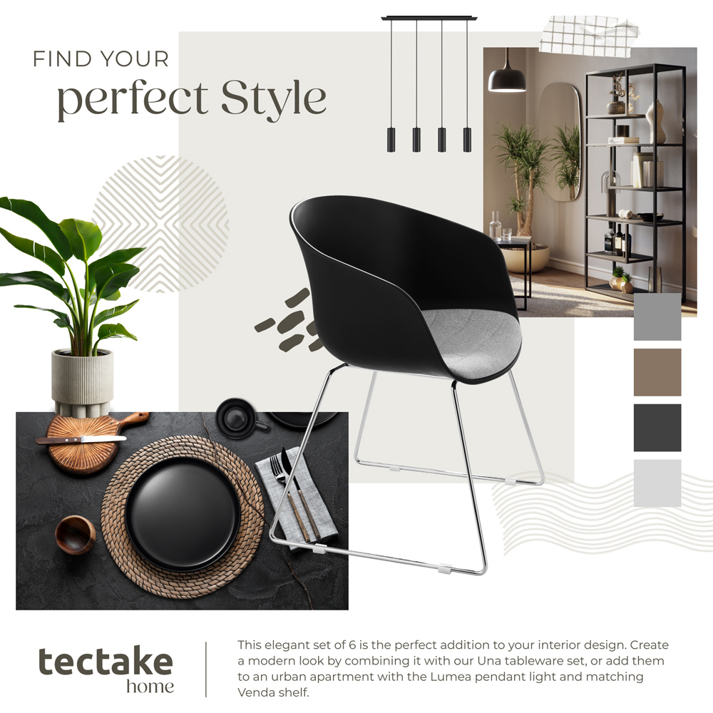 tectake Logart Set of 6 Continuous Arm Plastic Dining Chair Image 7