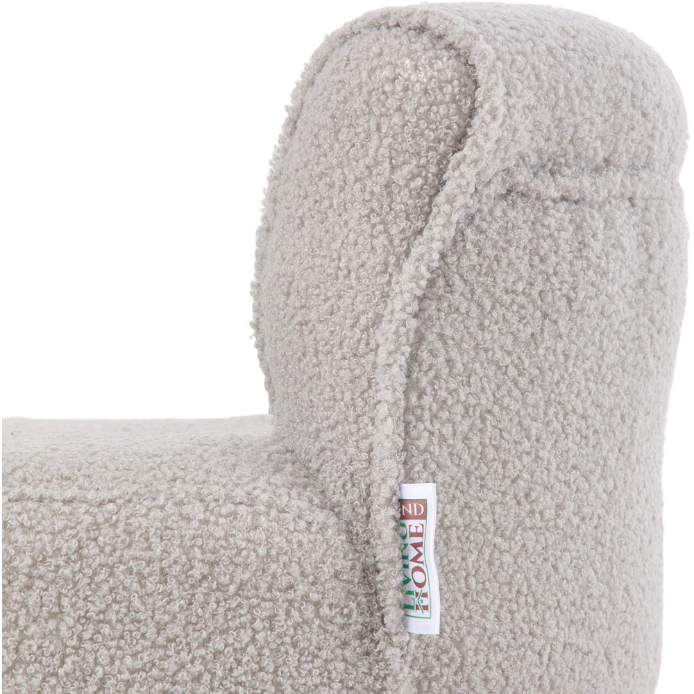 Living and Home Grey Teddy Fleece Button Tufted Vanity Stool Image 6