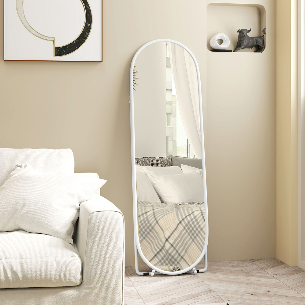 Portland White Oval Full Length Mirror Image 3