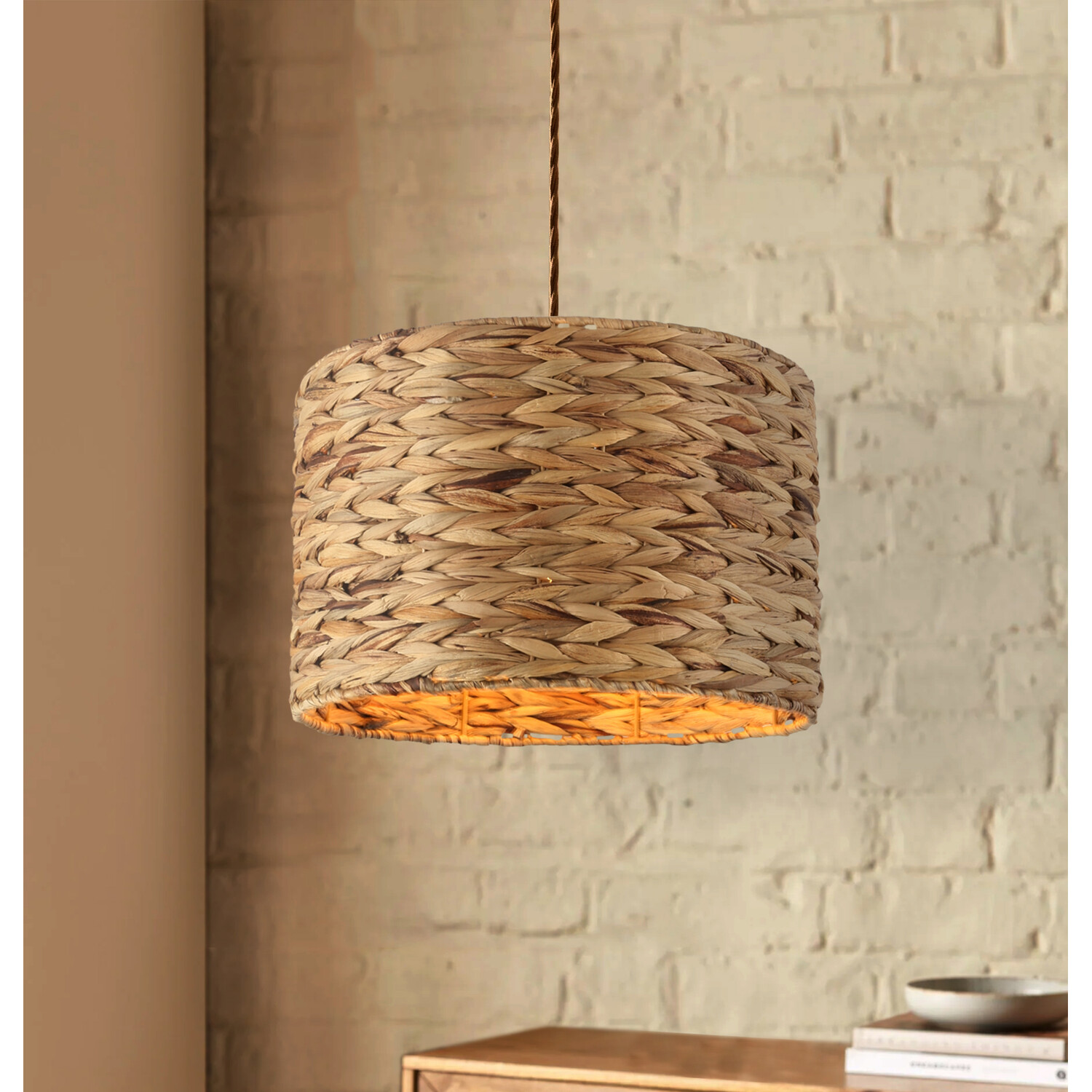 Natural Effect Weave Pendant Natural Image 3