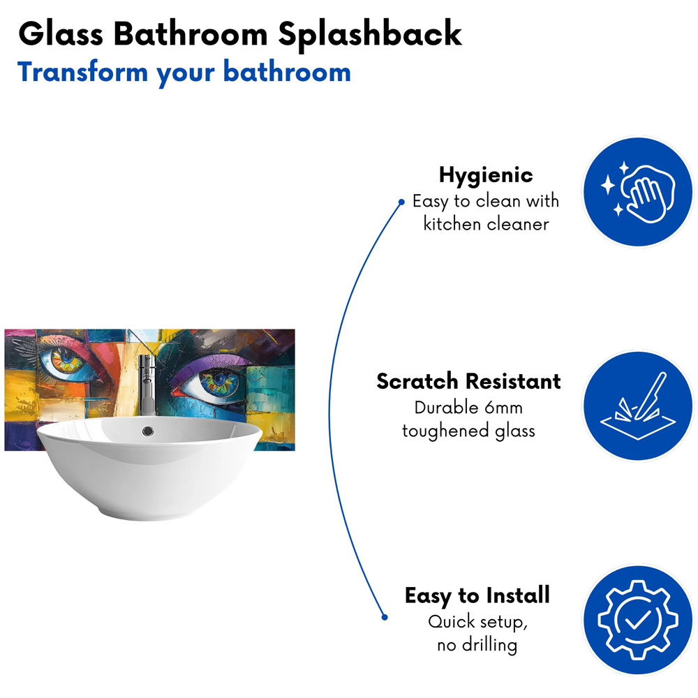 Warren Reed Designer Fragmented Vision Eyes of the Soul Glass Bathroom Splashback 25 x 60cm Image 4