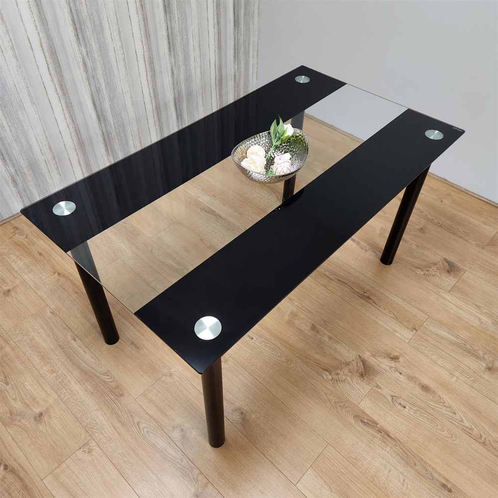 Portland Glass 6 Seater Dining Table Black Image 5